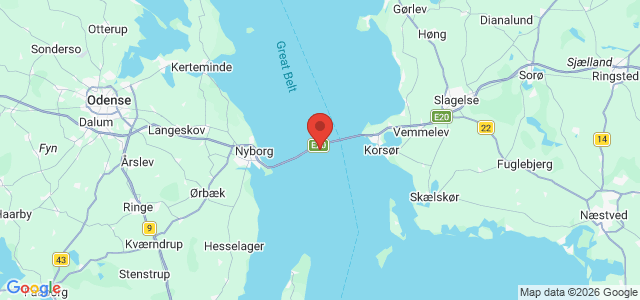Kort over Vestbroen Storebælt