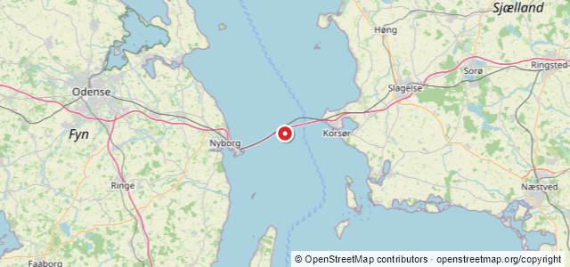 Kort over Vestbroen Storebælt
