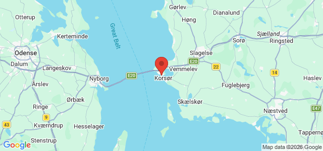 Kort over Reduceret dybde ved Korsør Havn. Kaj 210