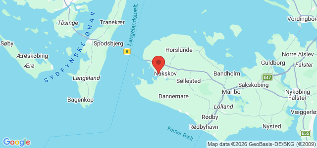 Kort over Reduceret dybde Nakskov Fjord E