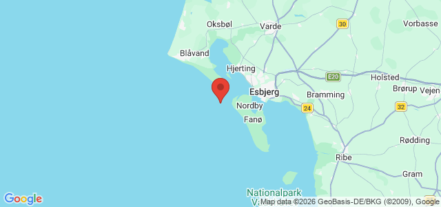 Kort over Tabt anker Esbjerg. Grådyb.