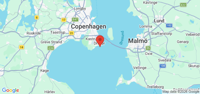 Kort over Tabt anker Amager SE. Søndre Røse