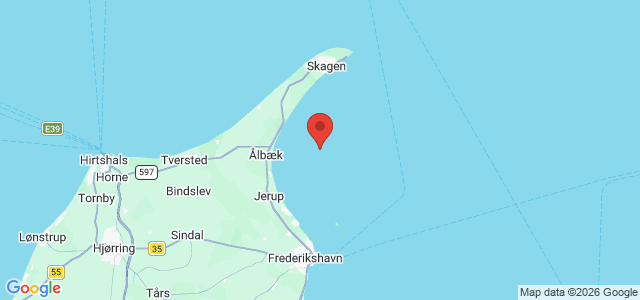 Kort over Tabt anker Aalbæk Bugt