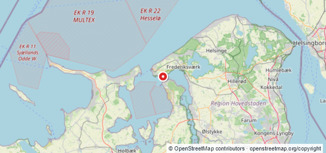 Kort over Grundstødning Roskilde Fjord