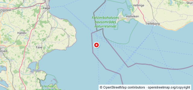 Kort over Undervandshindring. Falsterborev SSW